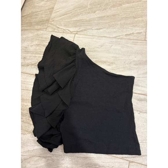 By Anthropologie Ruffled One-Shoulder Top Size Small NWT - Picture 3 of 8